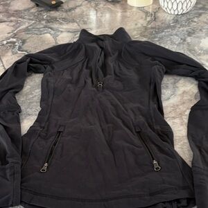 Black Quarter-Zip Active Pullover with Zip Pockets